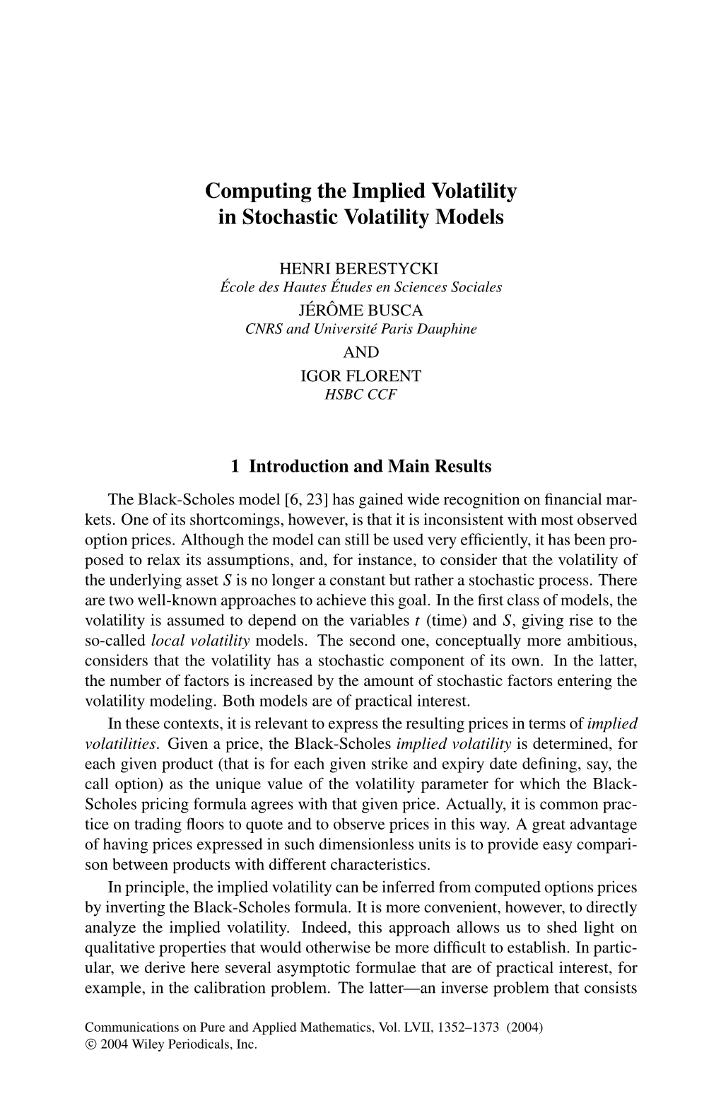 Computing the Implied Volatility in Stochastic Volatility Models