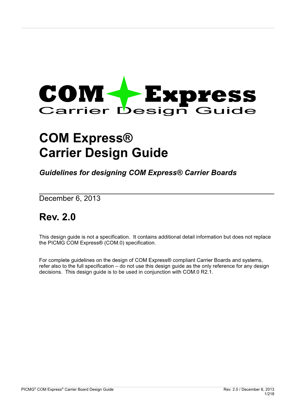 PICMG COM Express Carrier Design Guide