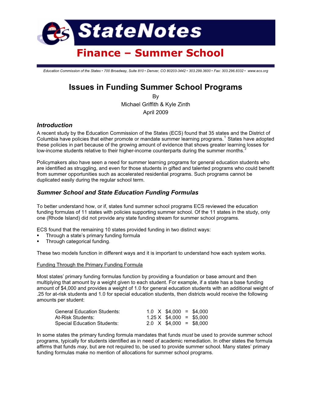 Finance – Summer School