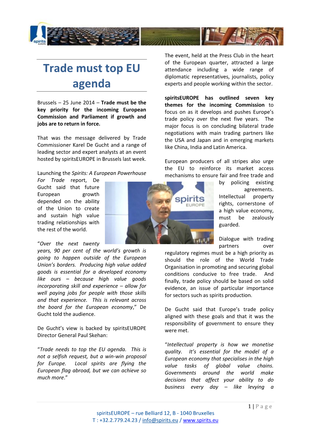 Trade Must Top EU Agenda