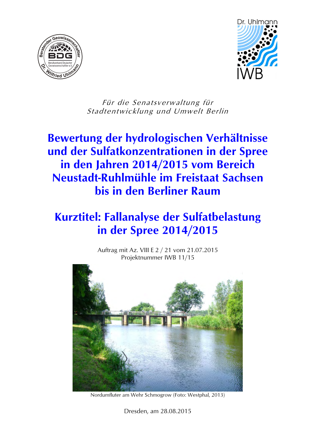 Sulfatkonzentration in Der Spree 2014/2015