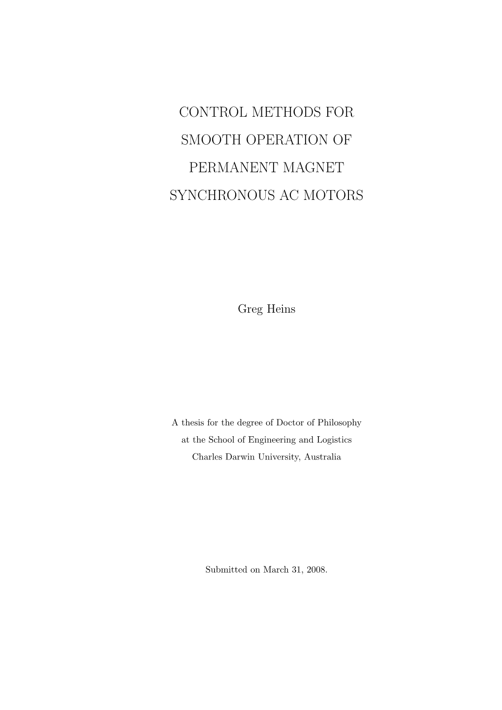 Control Methods for Smooth Operation of Permanent Magnet AC Motors