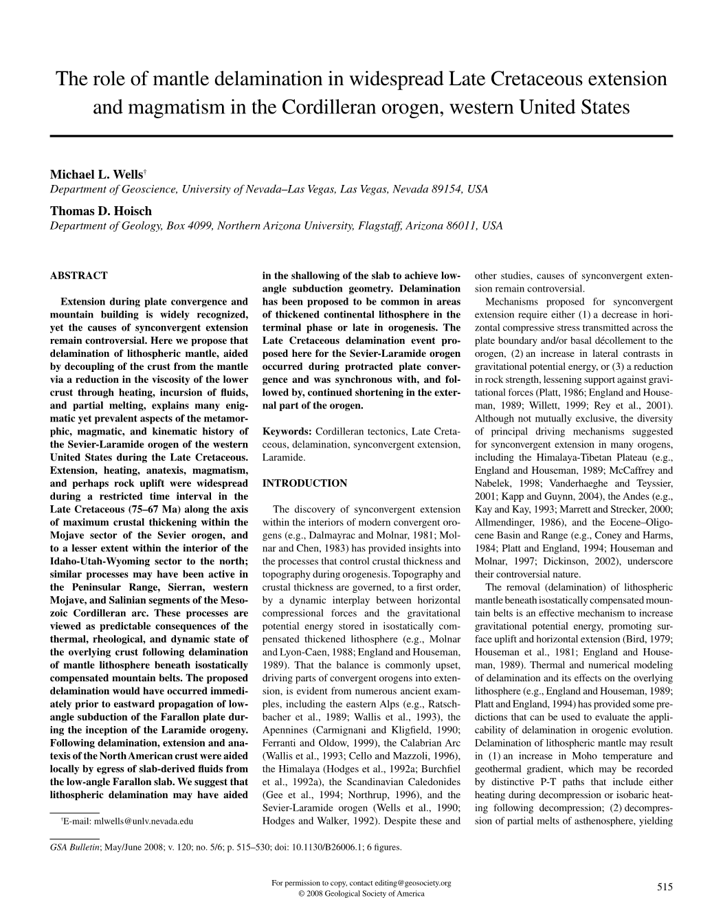 The Role of Mantle Delamination in Widespread Late Cretaceous Extension and Magmatism in the Cordilleran Orogen, Western United States