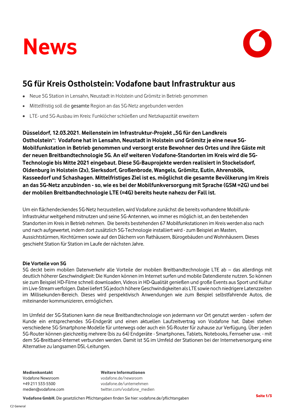 5G Für Kreis Ostholstein: Vodafone Baut Infrastruktur