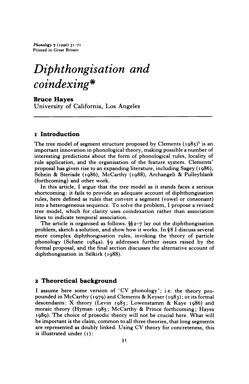 Diphthongisation and Coindexing 33