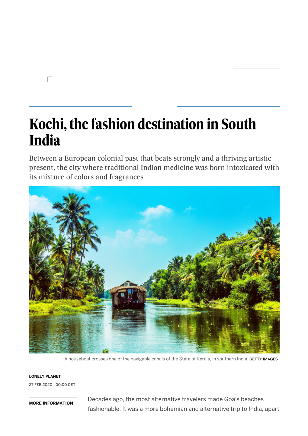 Kochi, the Fashion Destination in South India