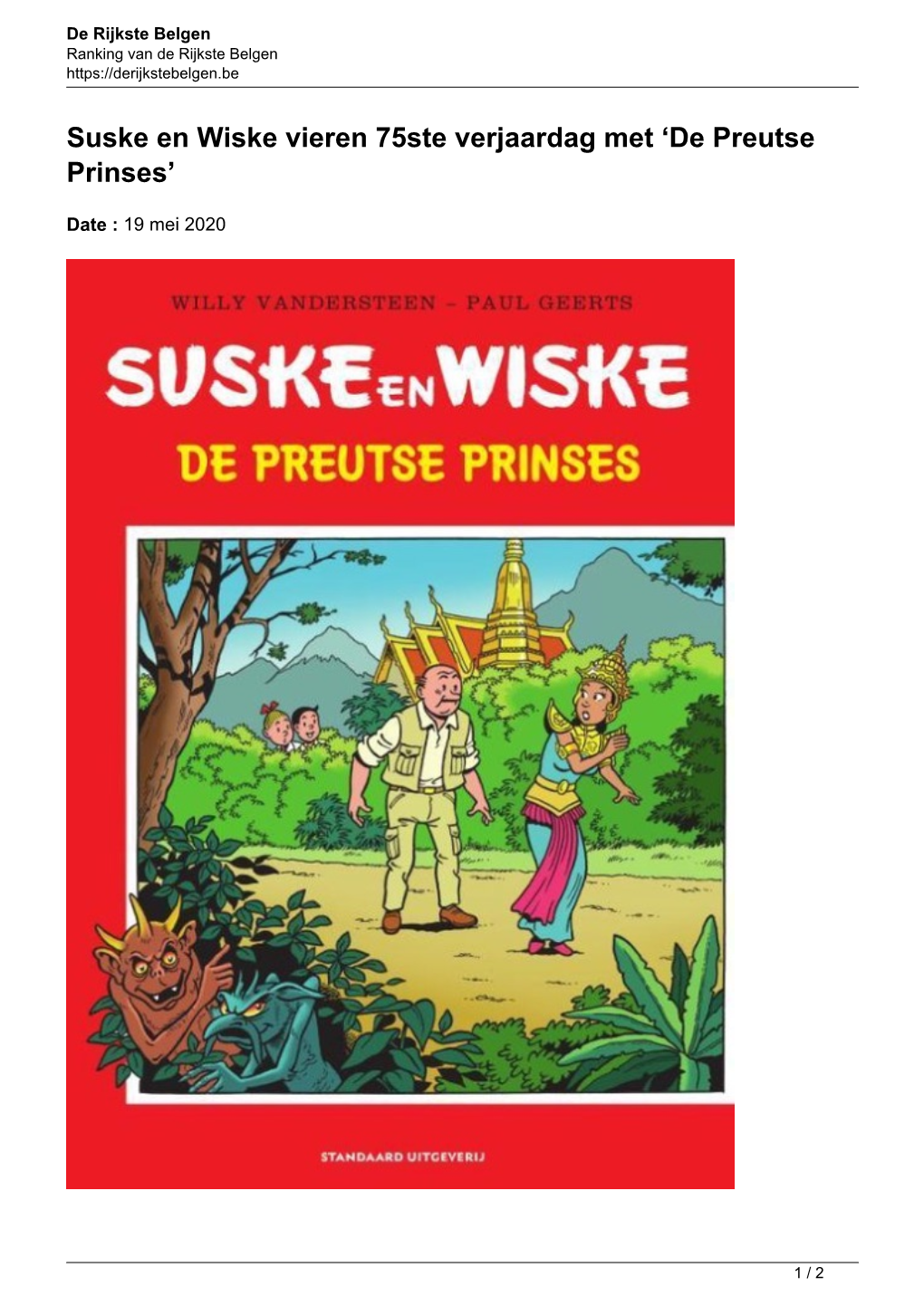 Suske En Wiske Vieren 75Ste Verjaardag Met 'De Preutse Prinses'