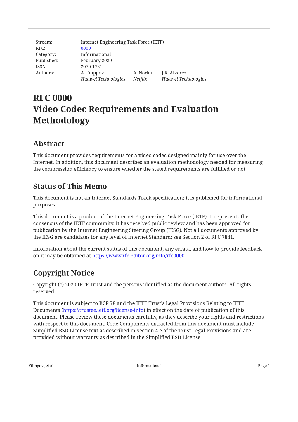 Video Codec Requirements and Evaluation Methodology