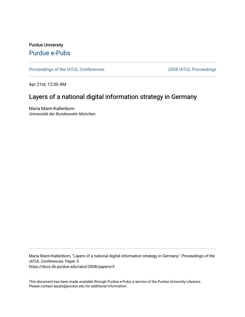 Layers of a National Digital Information Strategy in Germany