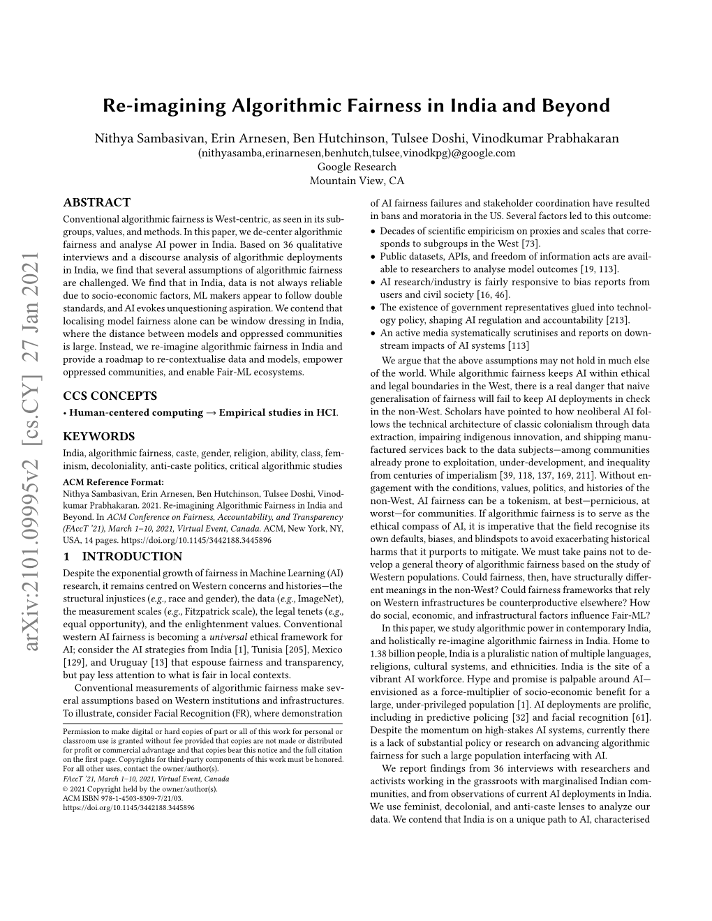 Re-Imagining Algorithmic Fairness in India and Beyond