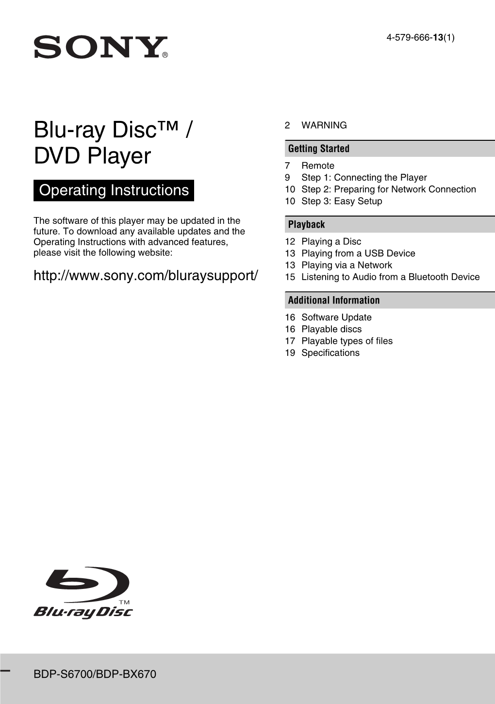 Blu-Ray Disc™ / DVD Player