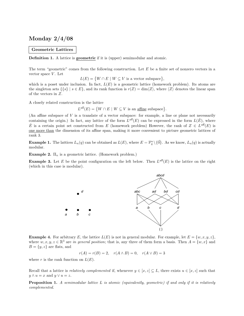 Geometric Lattices