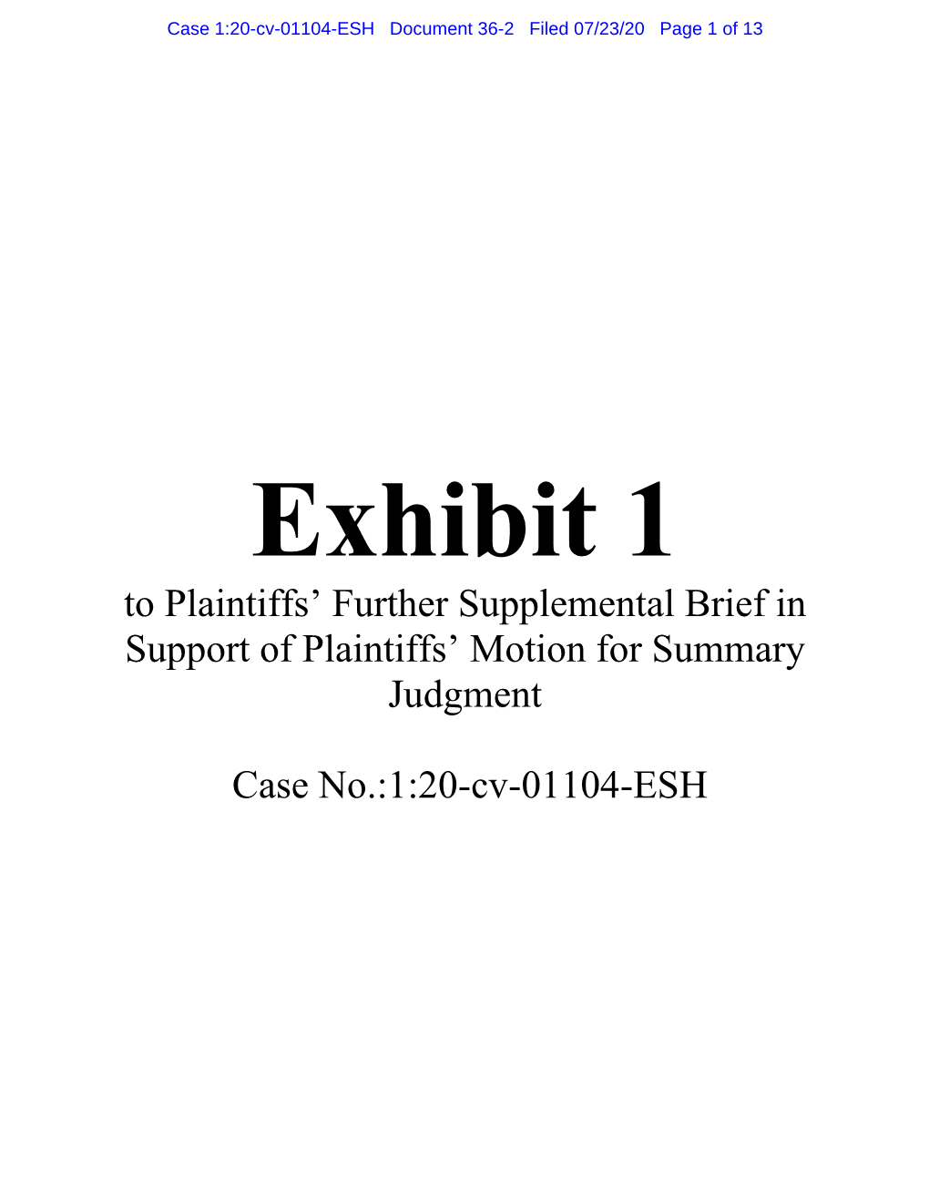 1:20-Cv-01104-ESH Document 36-2 Filed 07/23/20 Page 1 of 13