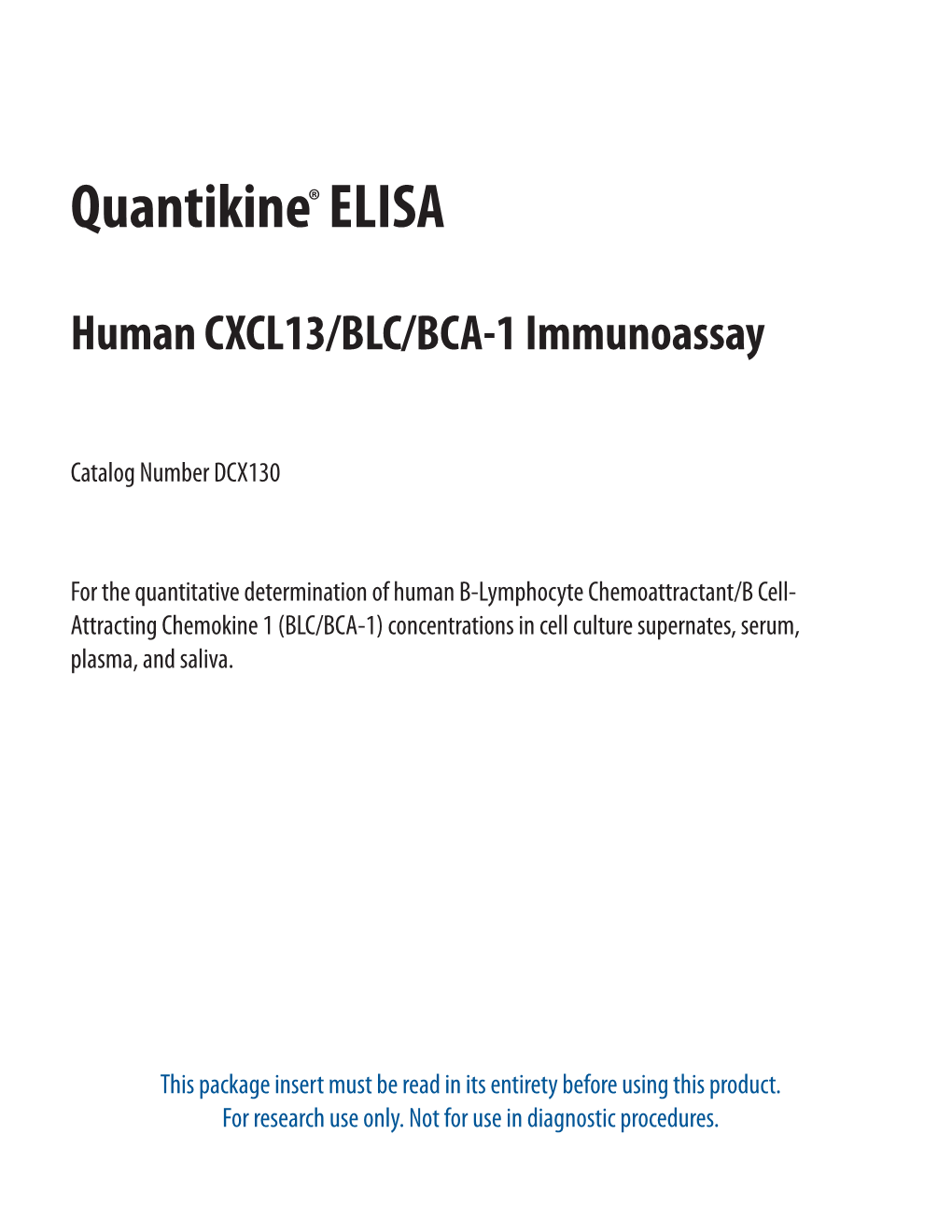 Human CXCL13/BLC/BCA-1 Quantikine