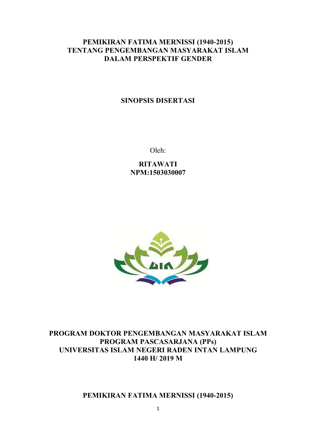 Pemikiran Fatima Mernissi (1940-2015) Tentang Pengembangan Masyarakat Islam Dalam Perspektif Gender