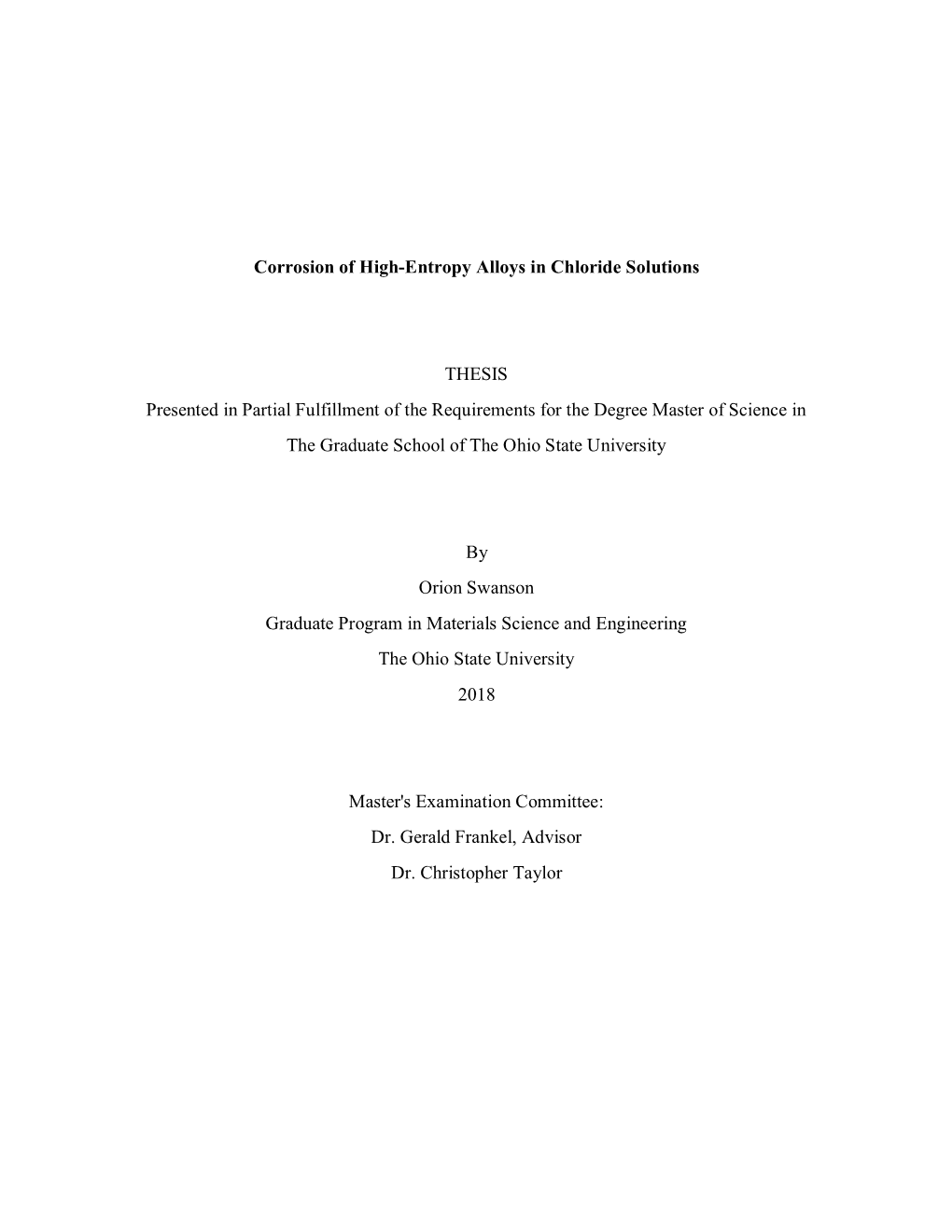 Corrosion of High-Entropy Alloys in Chloride Solutions