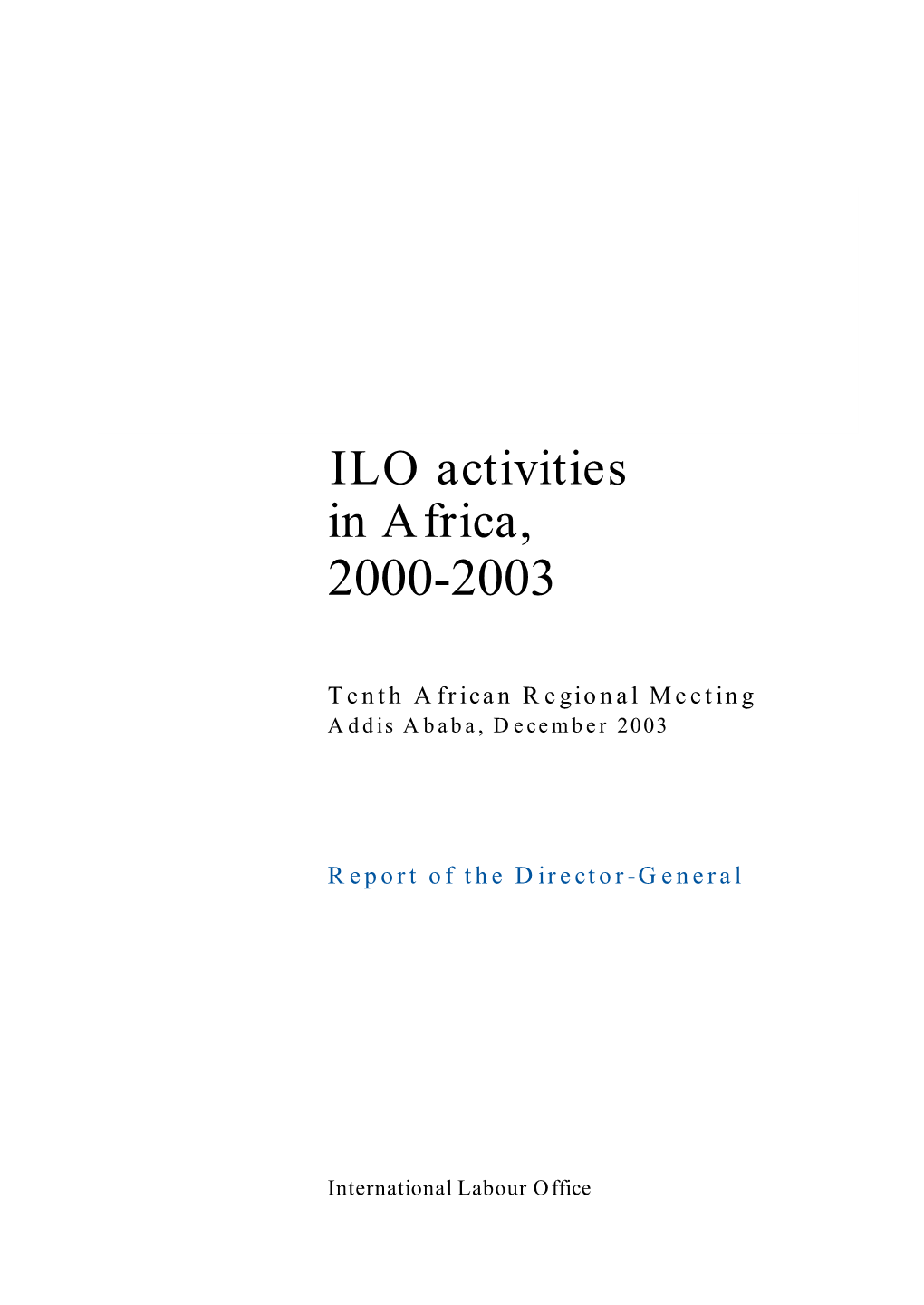 ILO Activities in Africa for 2000-2003