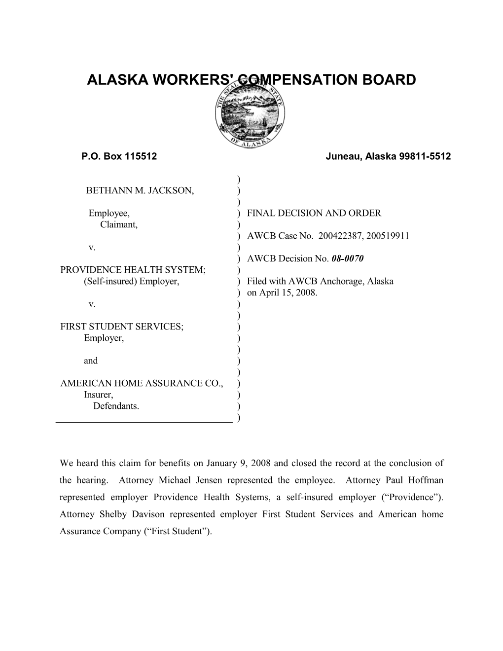 Alaska Workers' Compensation Board s15