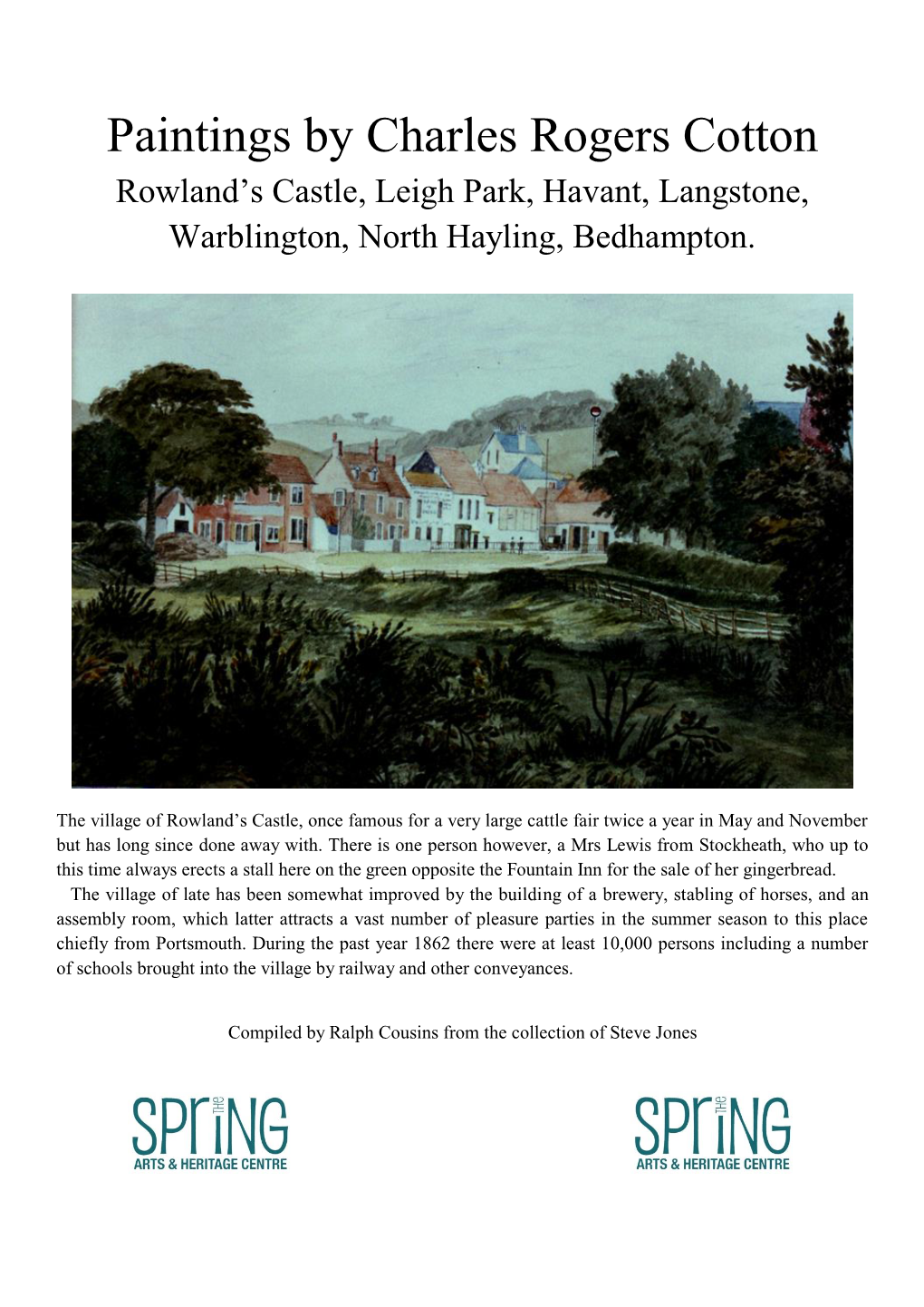 Paintings by Charles Rogers Cotton Rowland’S Castle, Leigh Park, Havant, Langstone, Warblington, North Hayling, Bedhampton