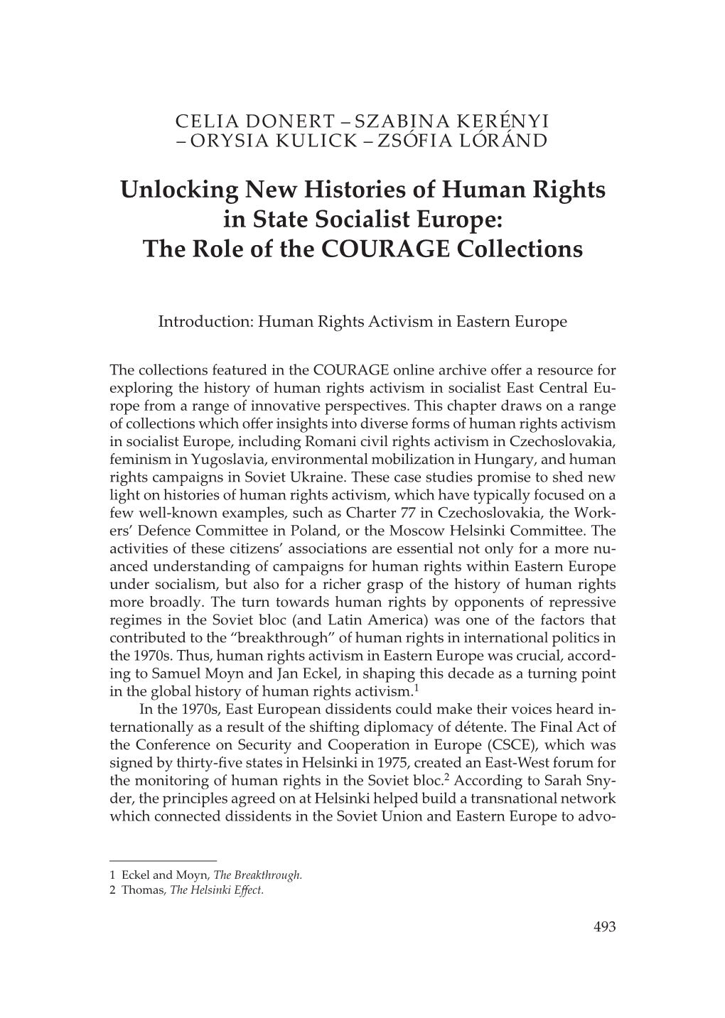 Unlocking New Histories of Human Rights in State Socialist Europe: the Role of the COURAGE Collections