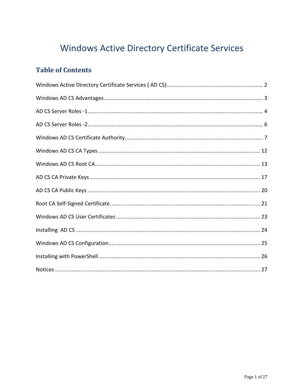 Windows Active Directory Certificate Services