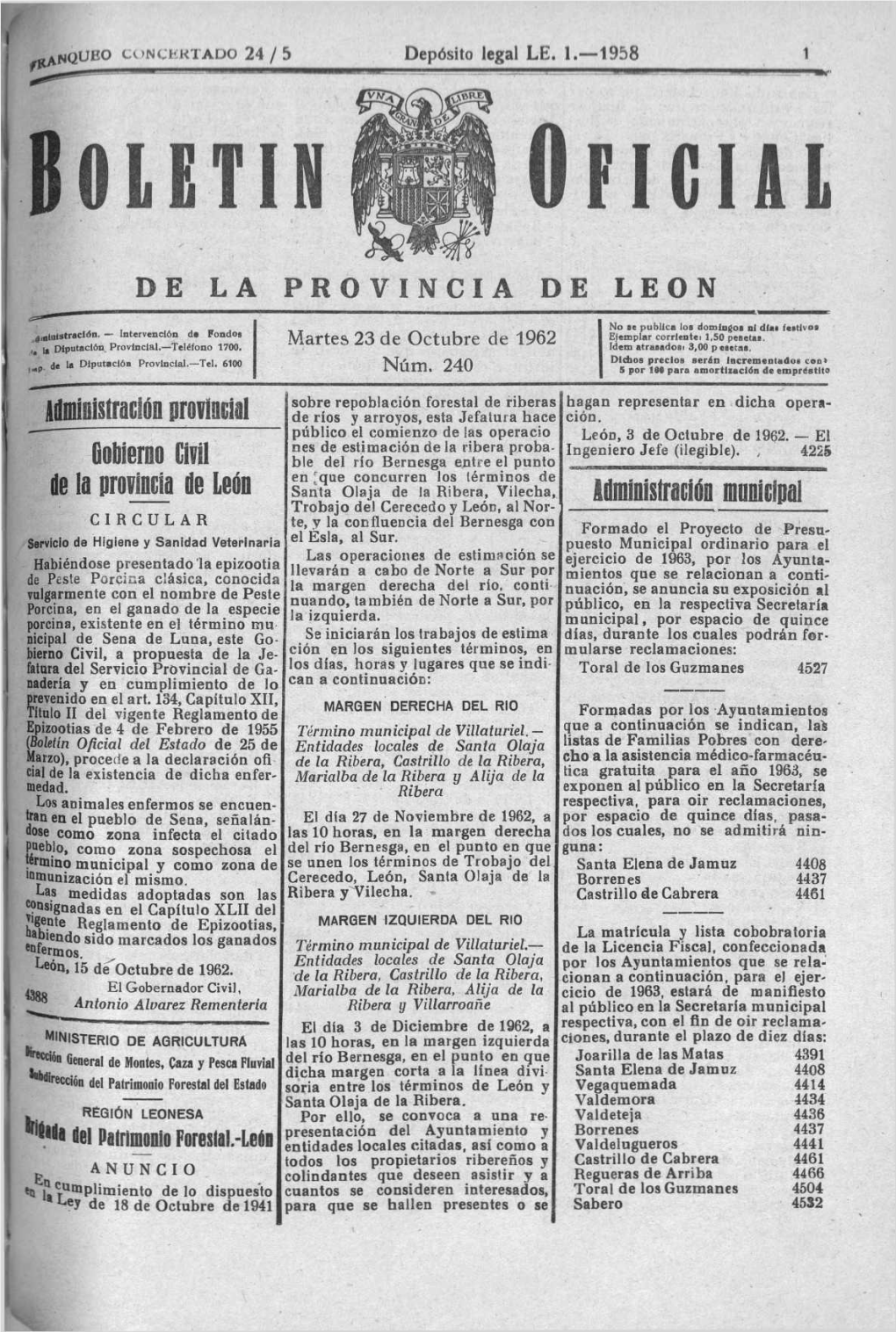 Tdédistram Provincial Oobíemo Civil De La Provincia De León Mmlnislratlún Mnnlclpal