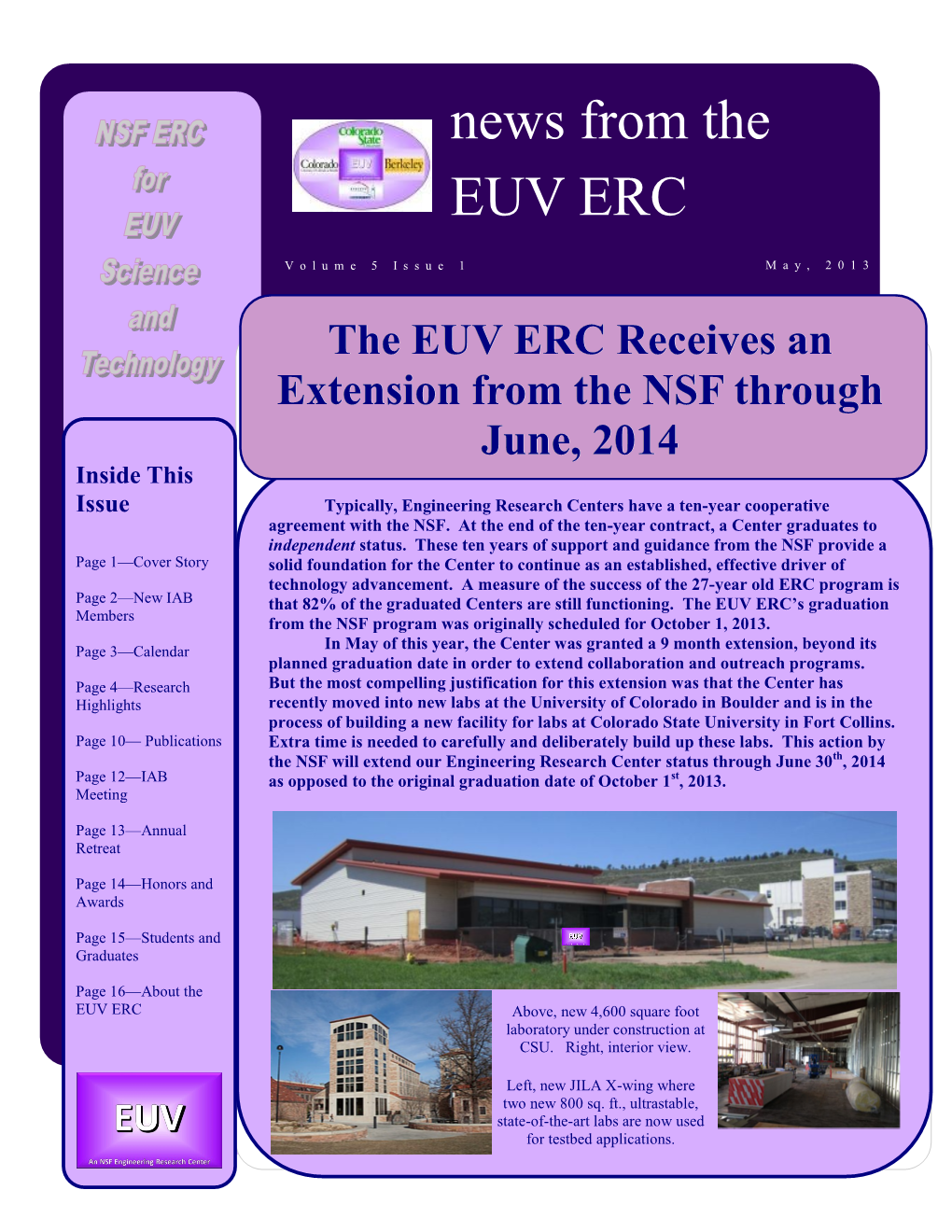 News from the EUV ERC