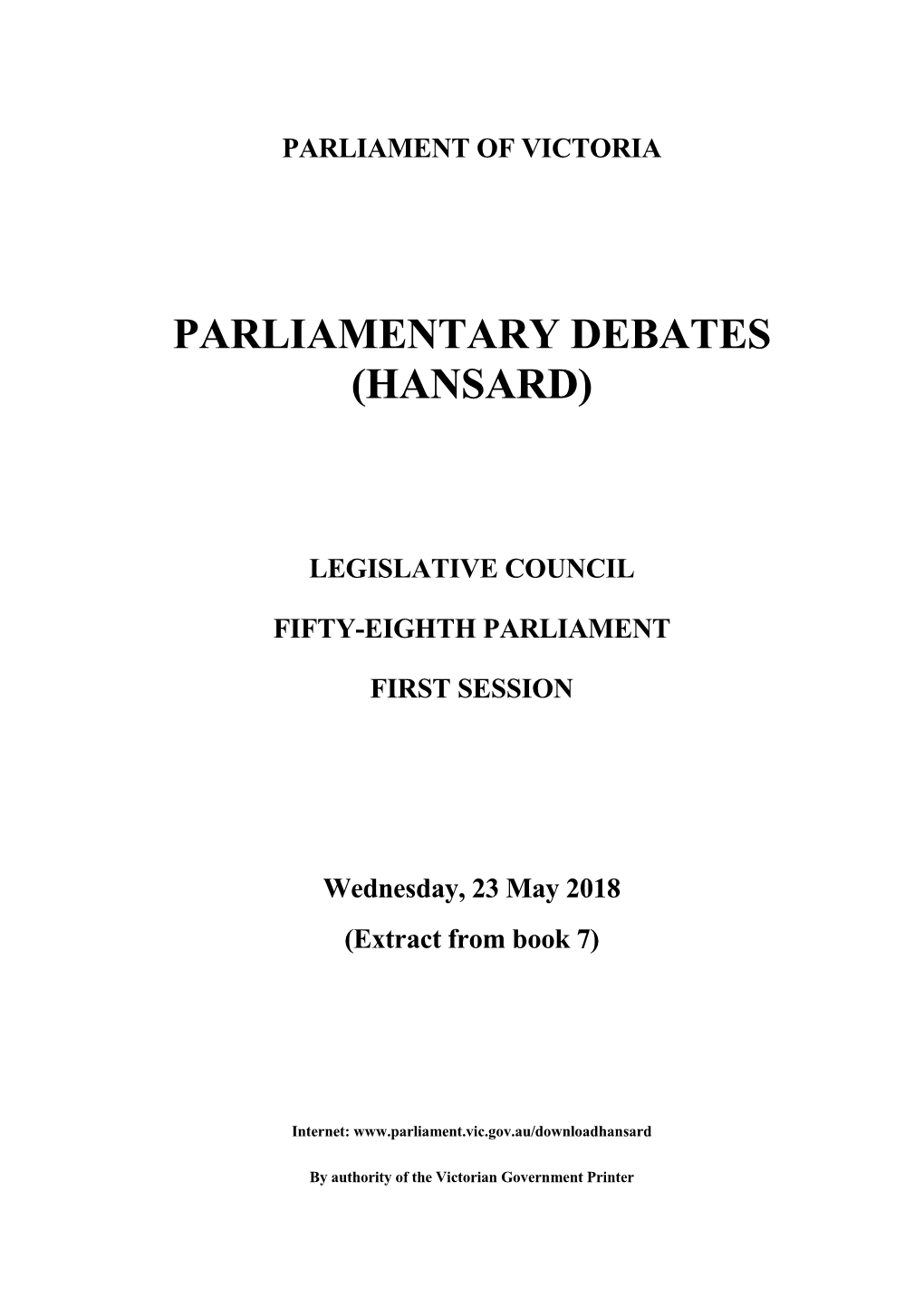 Parliamentary Debates (Hansard)