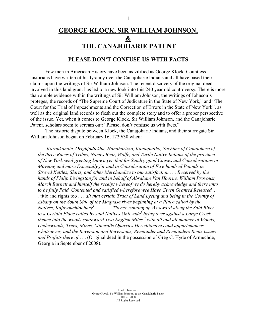 The Canajoharie Patent
