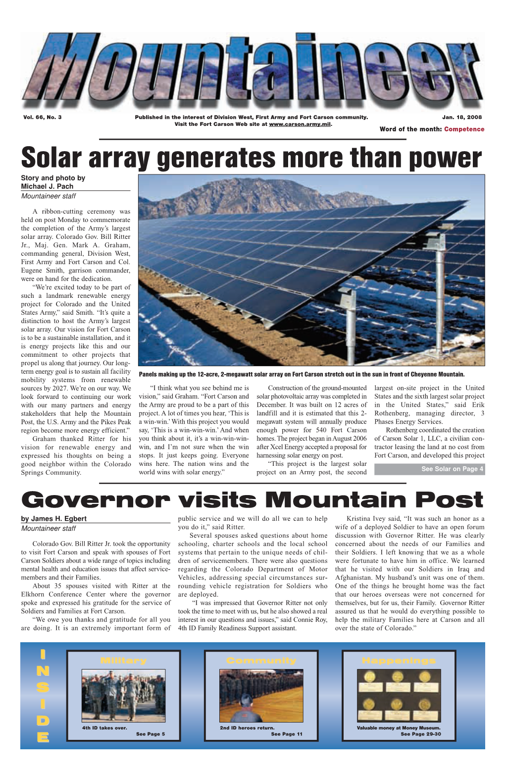 Solar Array Generates More Than Power Story and Photo by Michael J