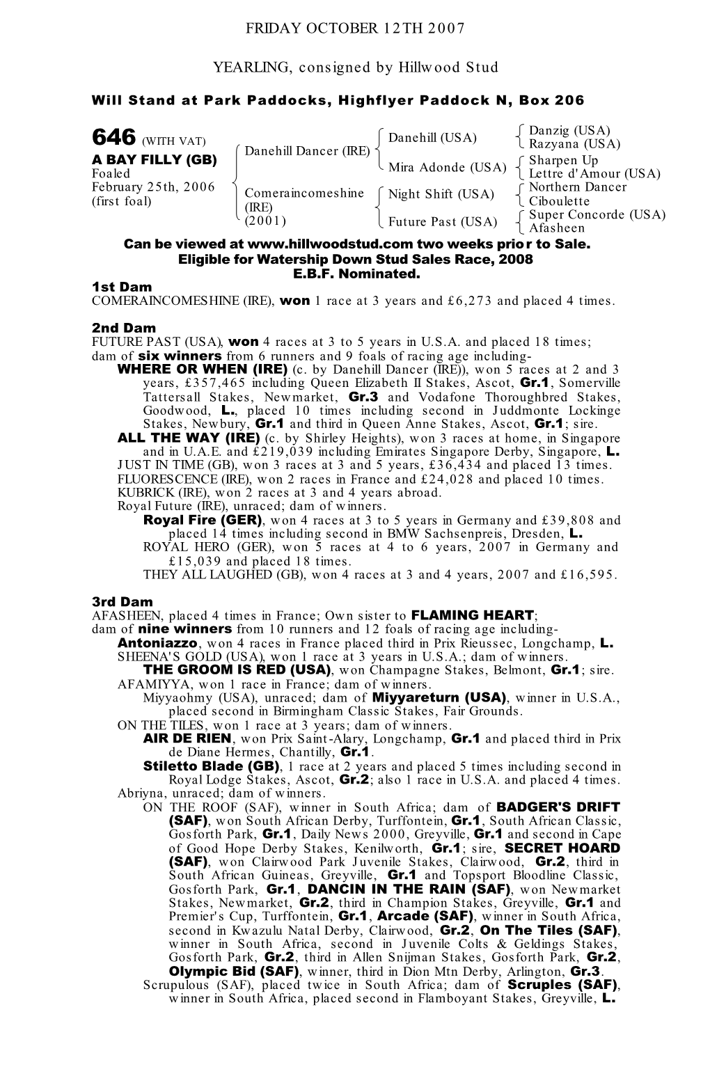 2007 Tattersalls October Yearling Sale Book 1