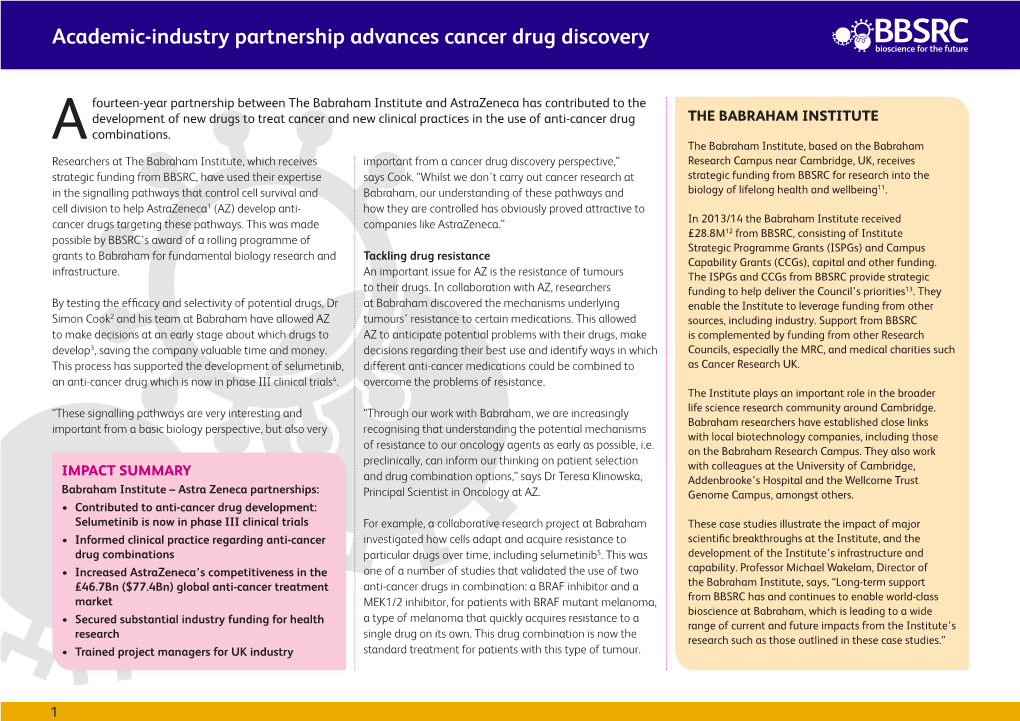 Academic-Industry Partnership Advances Cancer Drug Discovery