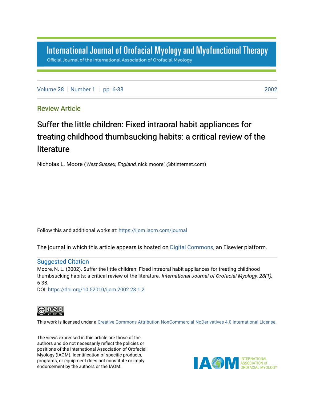 Fixed Intraoral Habit Appliances for Treating Childhood Thumbsucking Habits: a Critical Review of the Literature