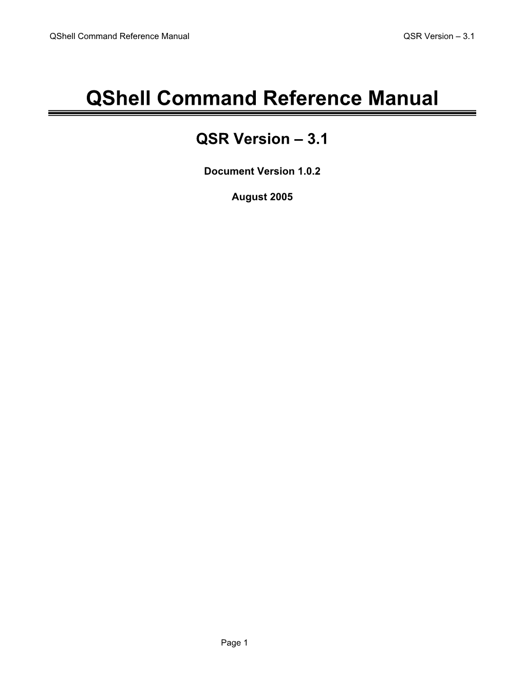 Qshell Command Reference Manual QSR Version – 3.1