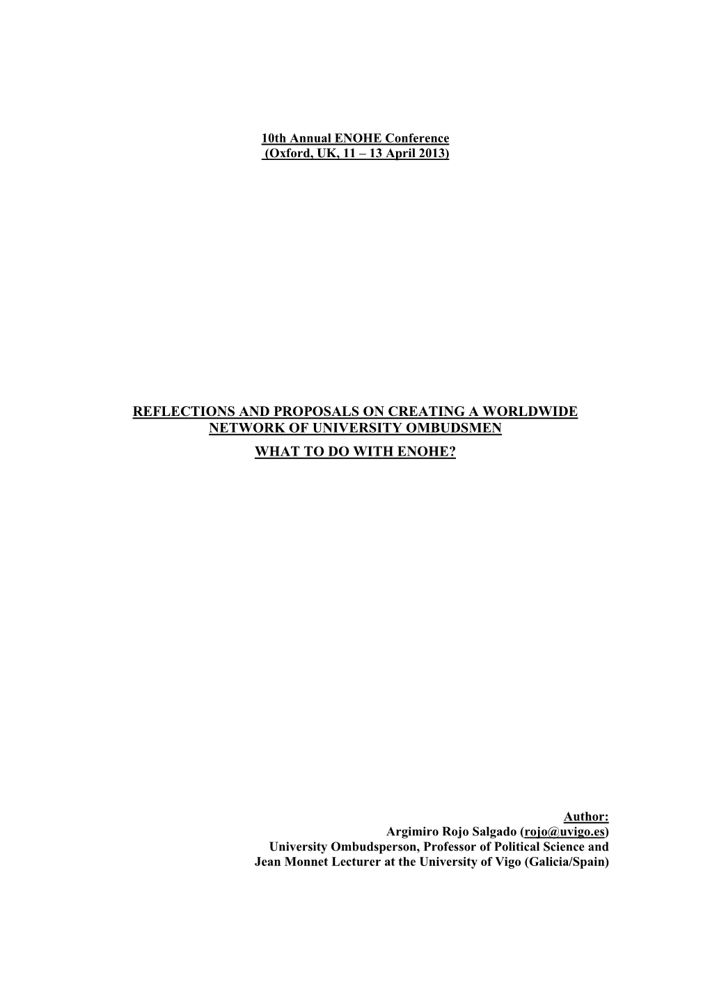 Informe Sobre La Relaciones Internacionales De La CEDU Y El