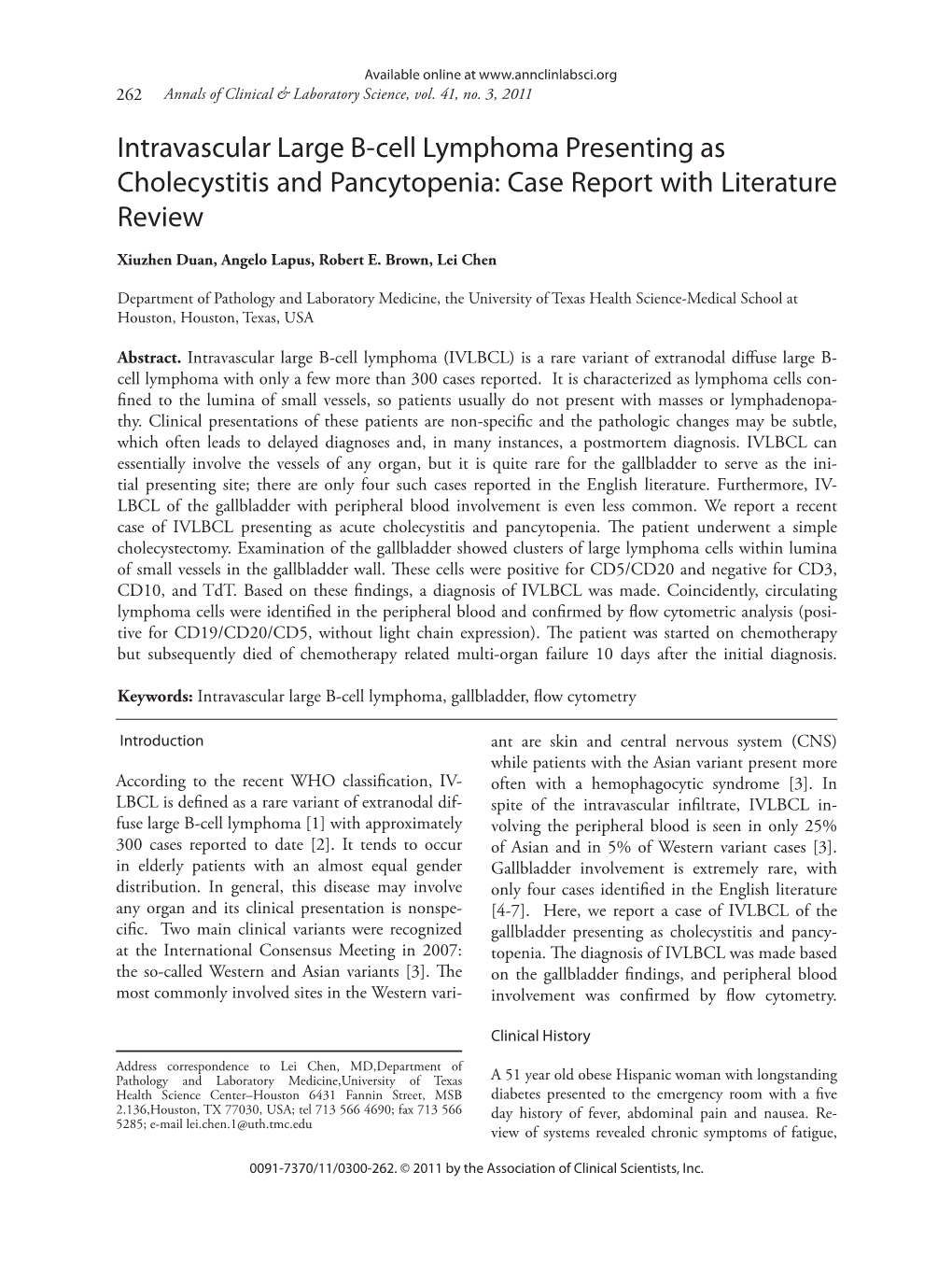 Intravascular Large B-Cell Lymphoma Presenting As Cholecystitis and Pancytopenia: Case Report with Literature Review