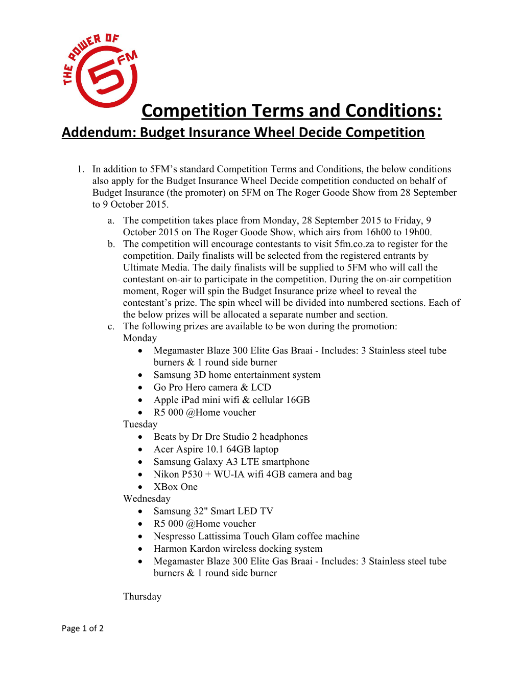 Competition Terms and Conditions