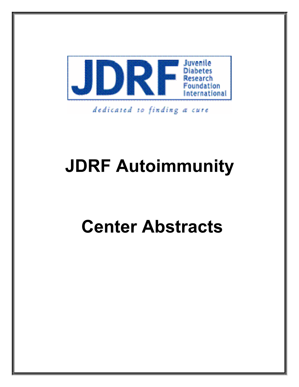 JDRF Autoimmunity Center Abstracts