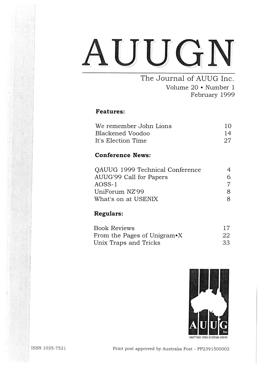 The Journal of AUUG Inc. Volume 20 ¯ Number 1 February 1999