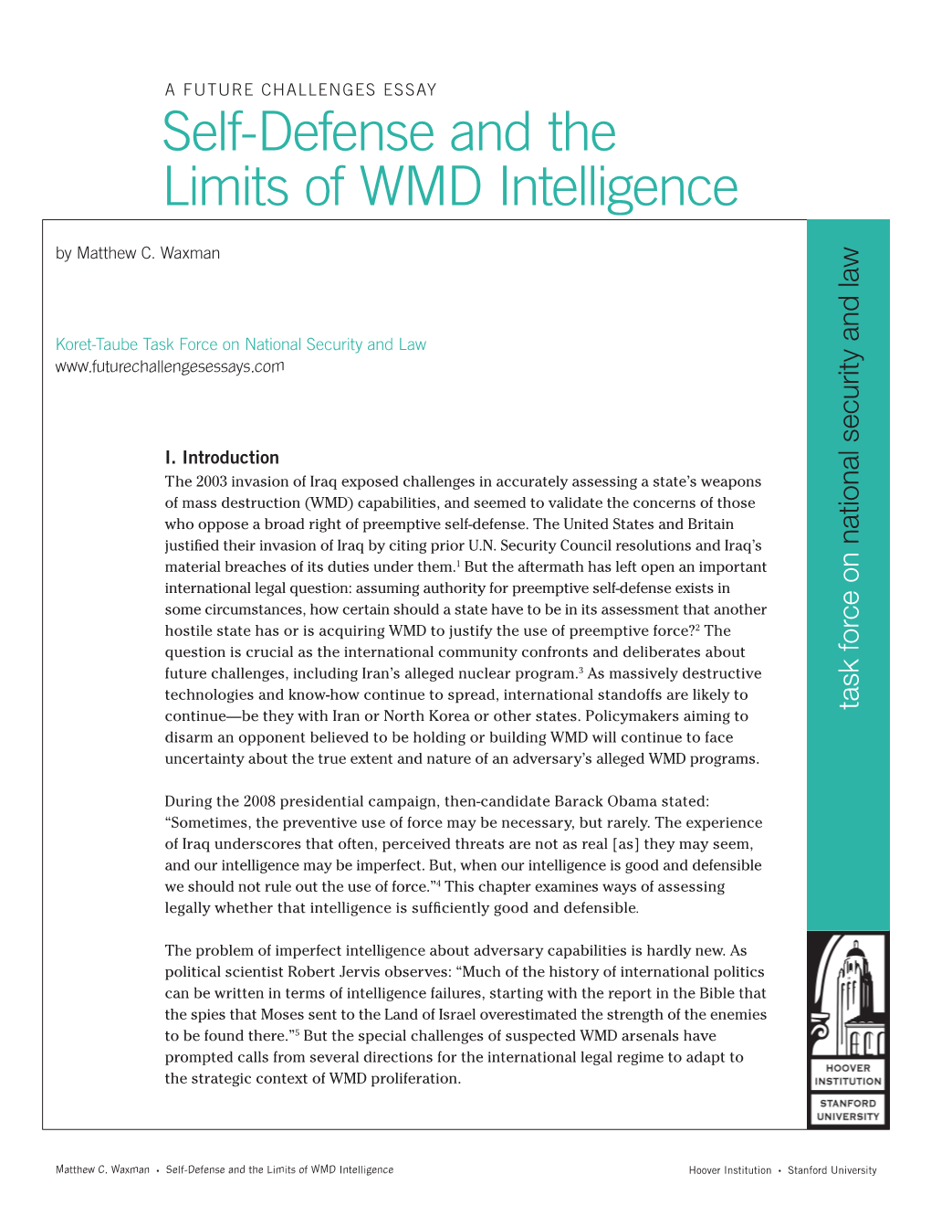 Self-Defense and the Limits of WMD Intelligence