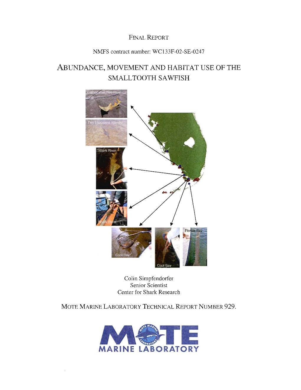 MOTE MARINE LABORATORY TECHNICAL Report NUMBER 929