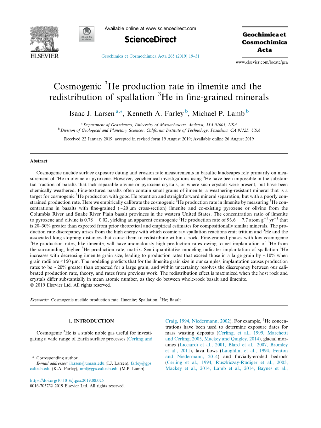 Cosmogenic 3He Production Rate in Ilmenite and the Redistribution of Spallation 3He in ﬁne-Grained Minerals