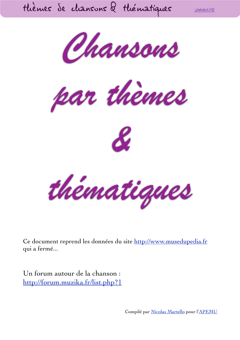 Chansons À Thèmes