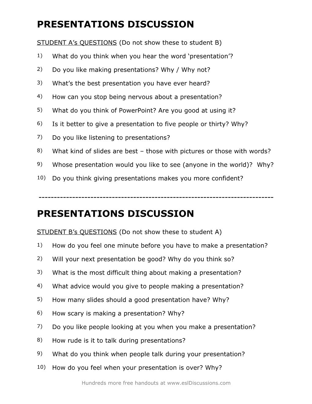 ESL Conversation Lesson on Presentations