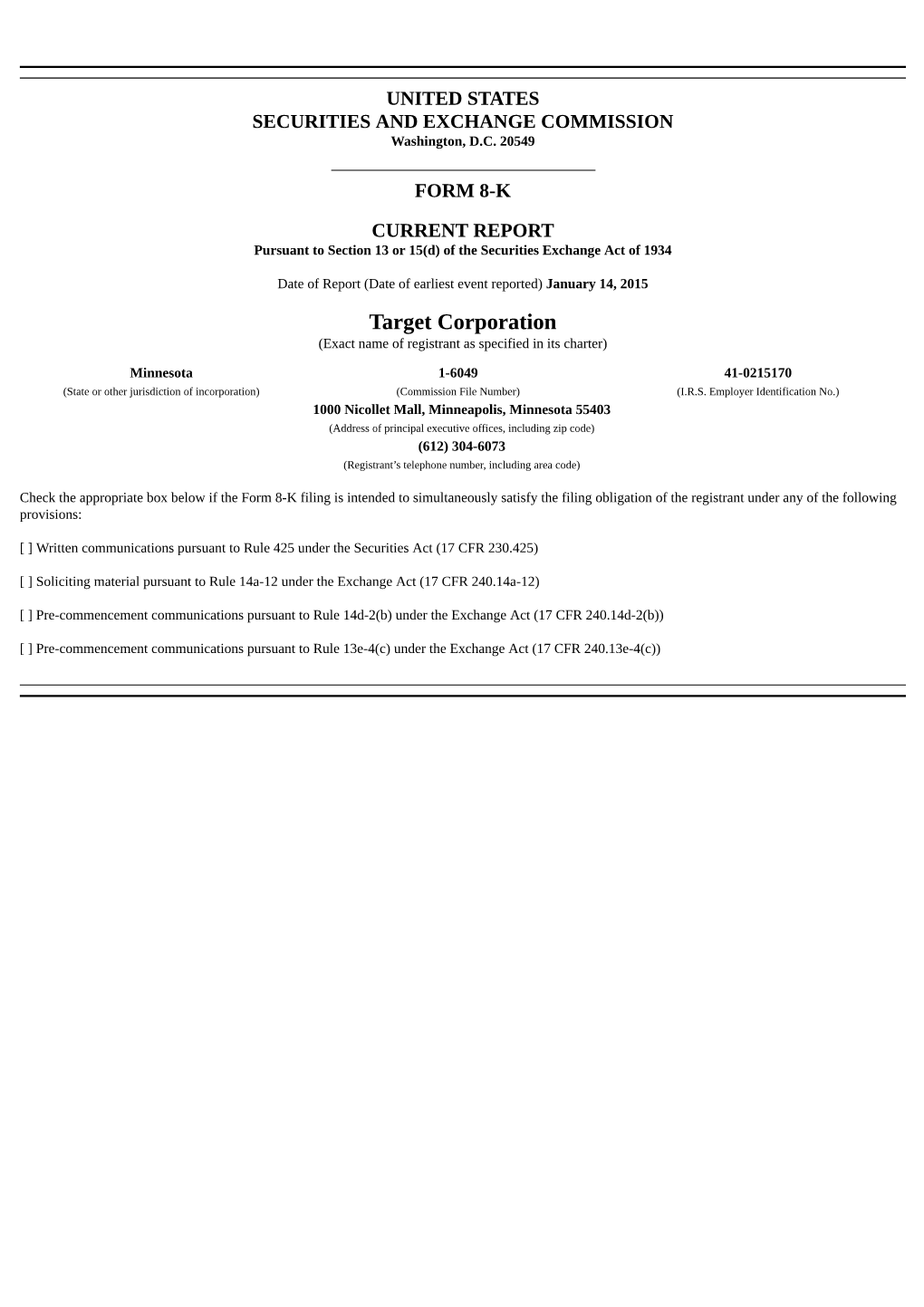 Form 8-K Current Report