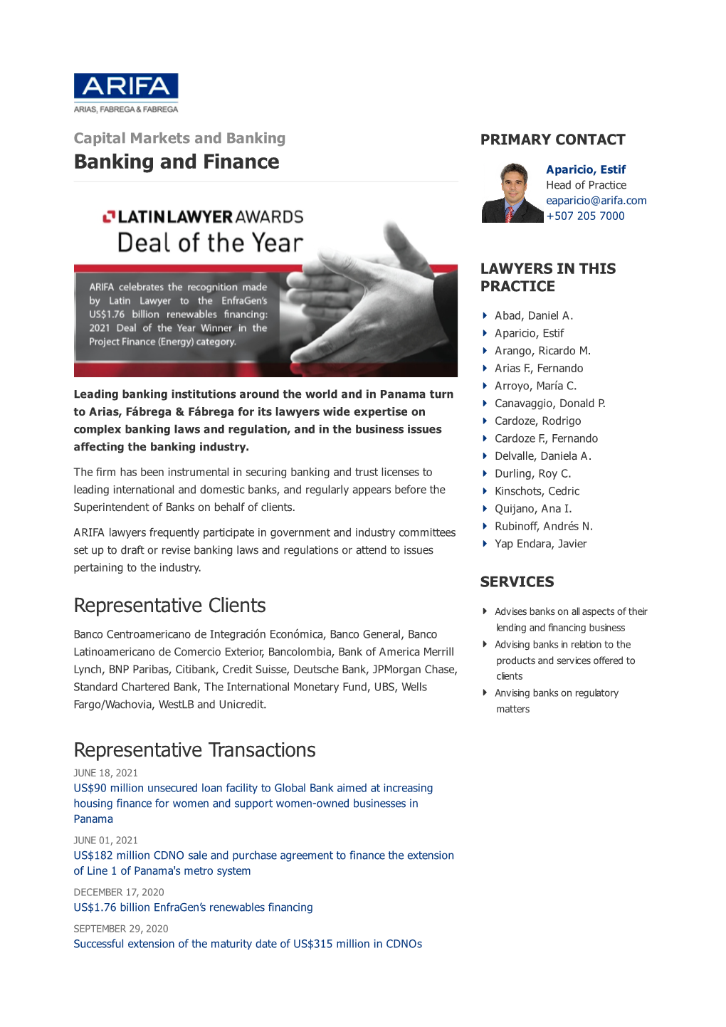 Banking and Finance Representative Clients Representative Transactions