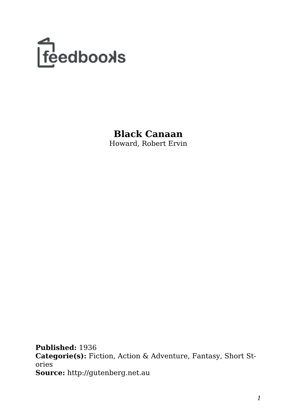 Black Canaan Howard, Robert Ervin