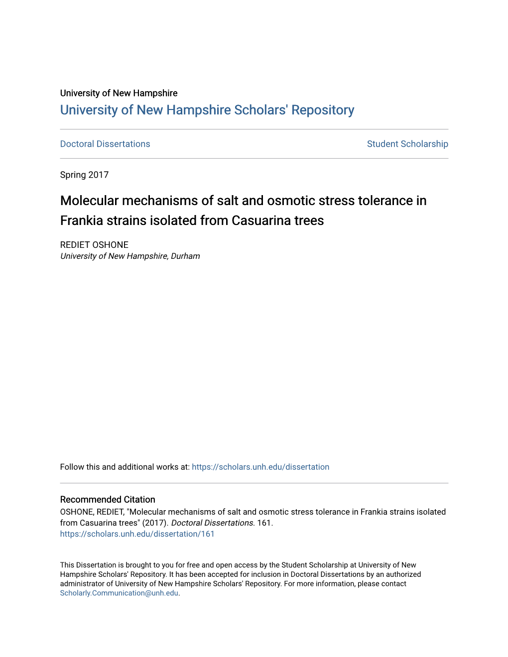 Molecular Mechanisms of Salt and Osmotic Stress Tolerance in Frankia Strains Isolated from Casuarina Trees