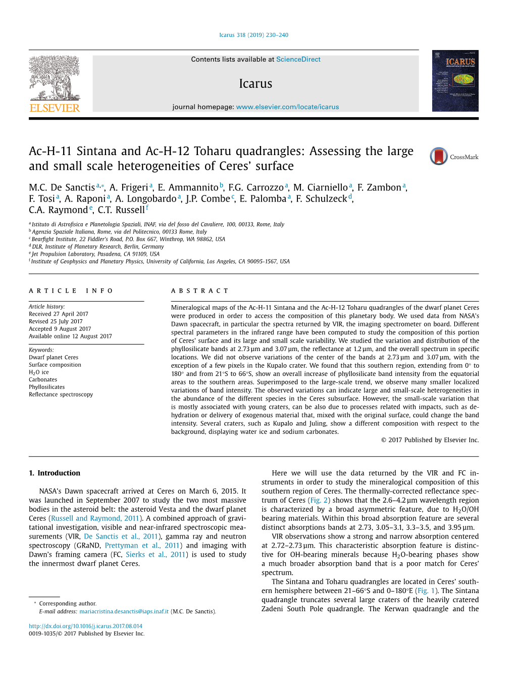 Ac-H-11 Sintana and Ac-H-12 Toharu Quadrangles: Assessing the Large and Small Scale Heterogeneities of Ceres’ Surface