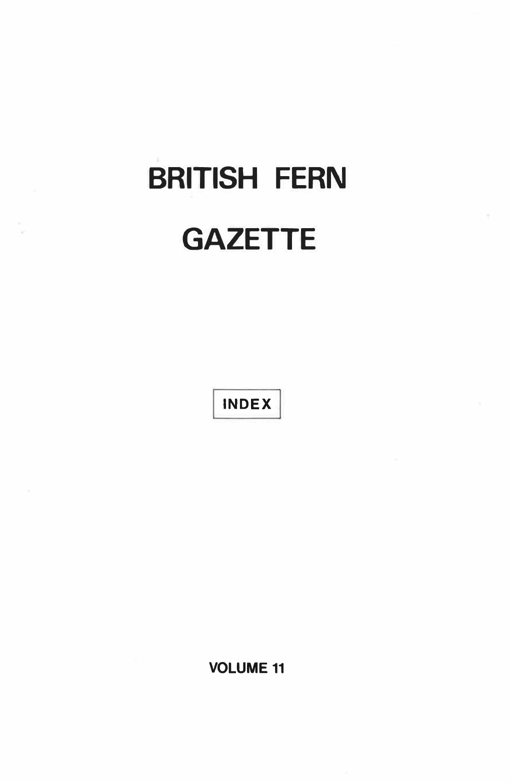 British Fern Gazette- Index